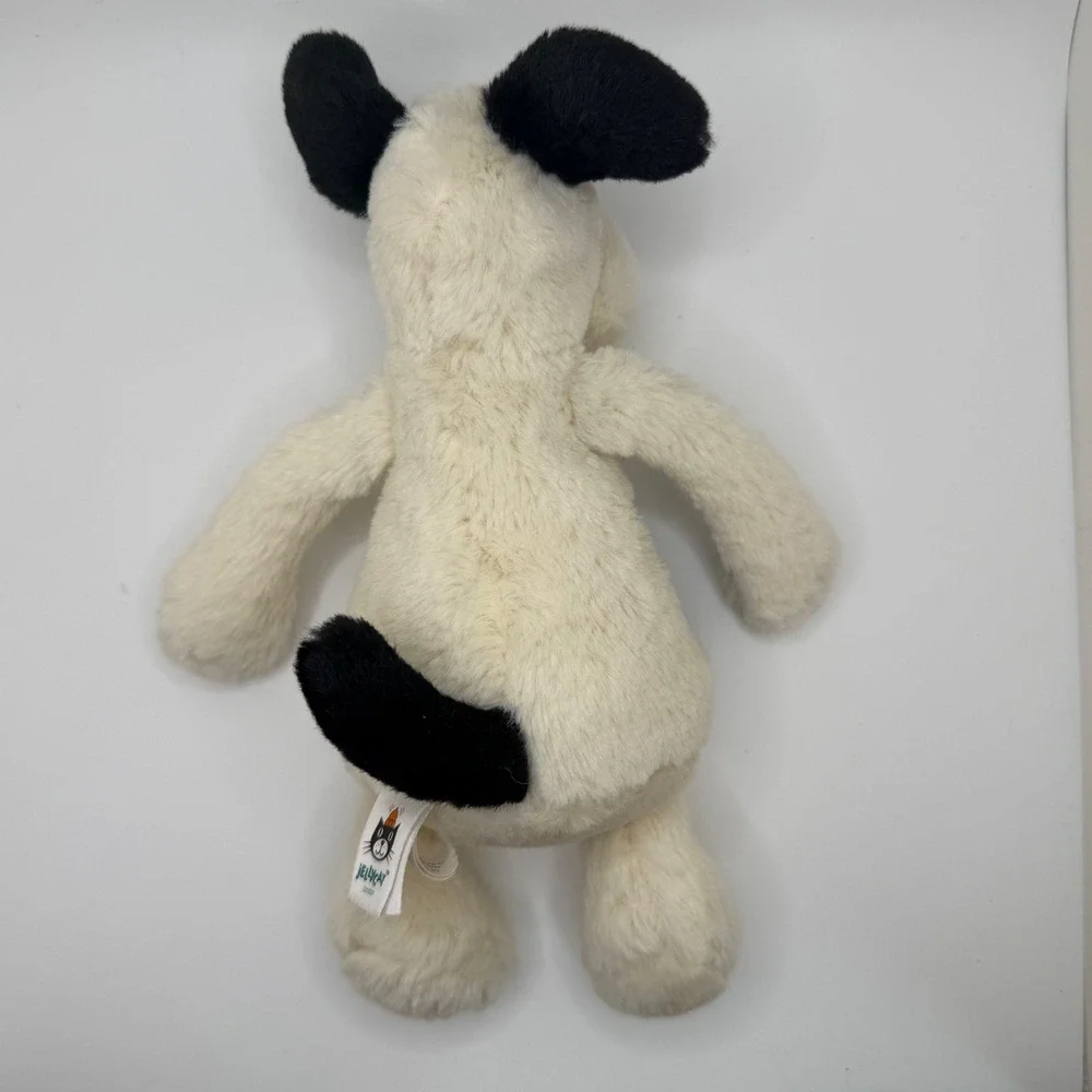 Jellycat London Bashful Puppy Dog Plush Cream Black Spotted Stuffed Animal 8